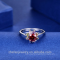 Factory Gemstone wholesale handmade sterling silver 925 rings with flower shape cz